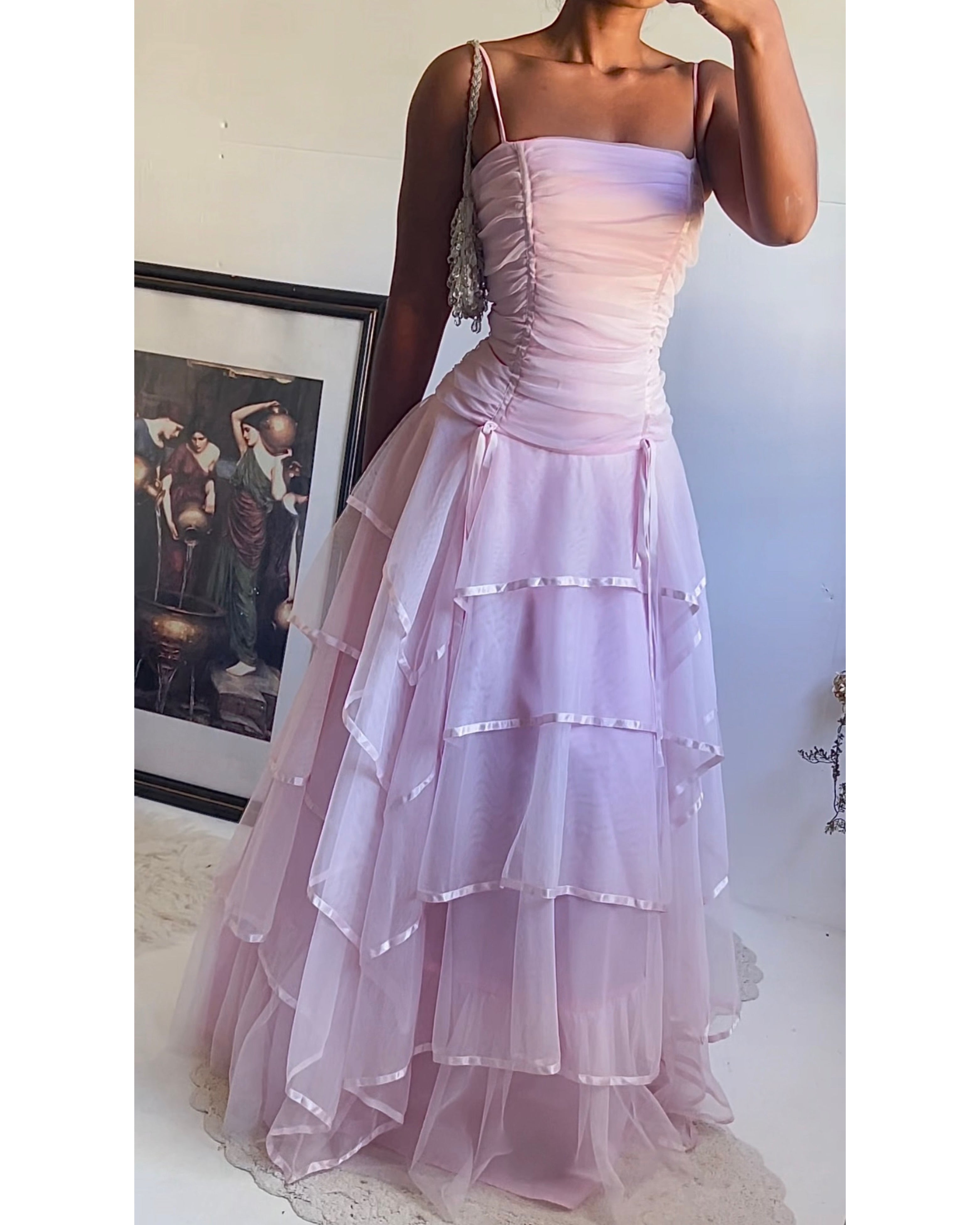 Vintage Y2K Rare Pale Pastel Pink Fairy Corset Gown