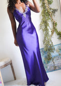 Y2K Purple Satin Low Back Gown