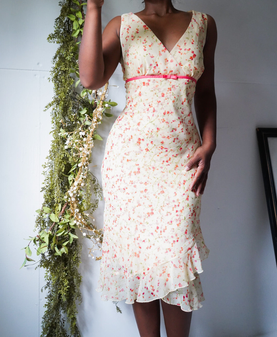 Vintage Y2K Romantic Tiny Floral Midi Dress
