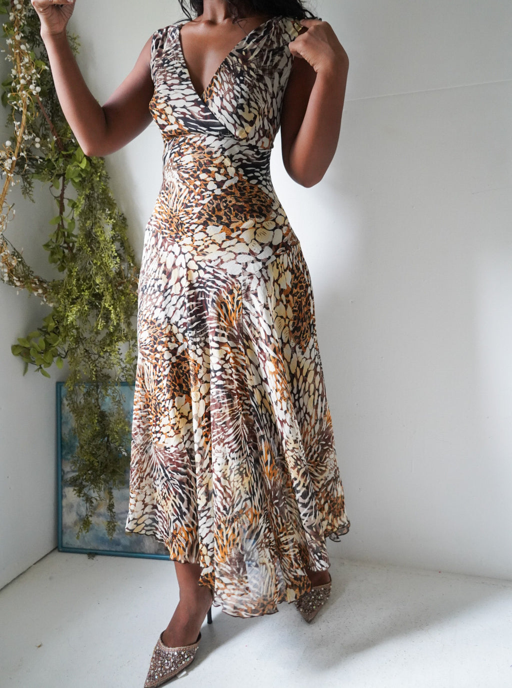 Y2K Animal Print Asymmetrical Hem Dress