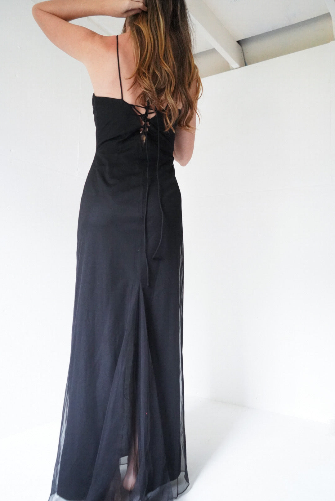 Y2K Tulle Black Bead Detail Gown