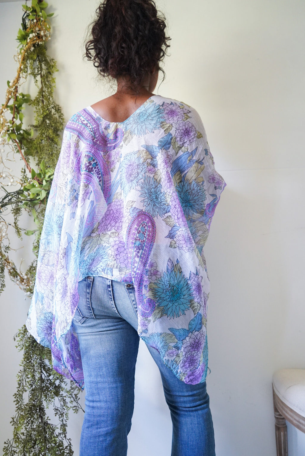 Y2K Romantic Paisley Poncho