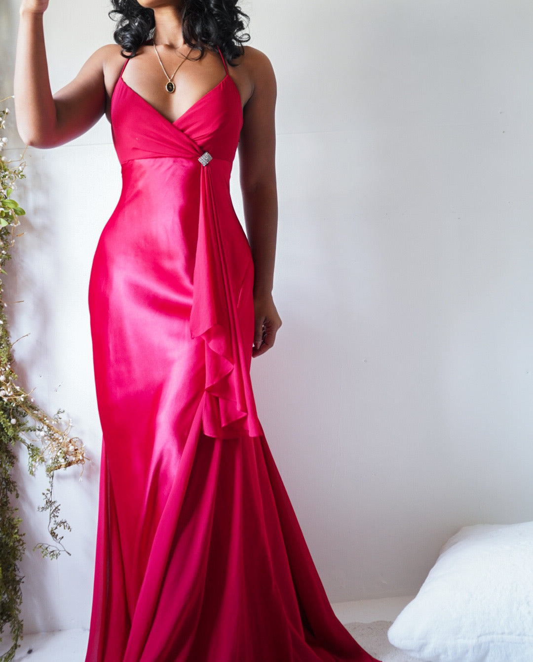 Vintage Y2K Red Satin Gown