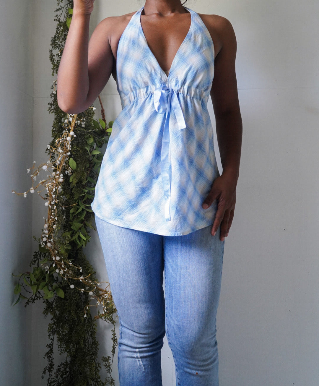 Y2K Tommy Jeans Halter Cotton Babydoll Top