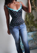 2007 Victoria’s Secret Black Cami with Turquoise Lace Trim