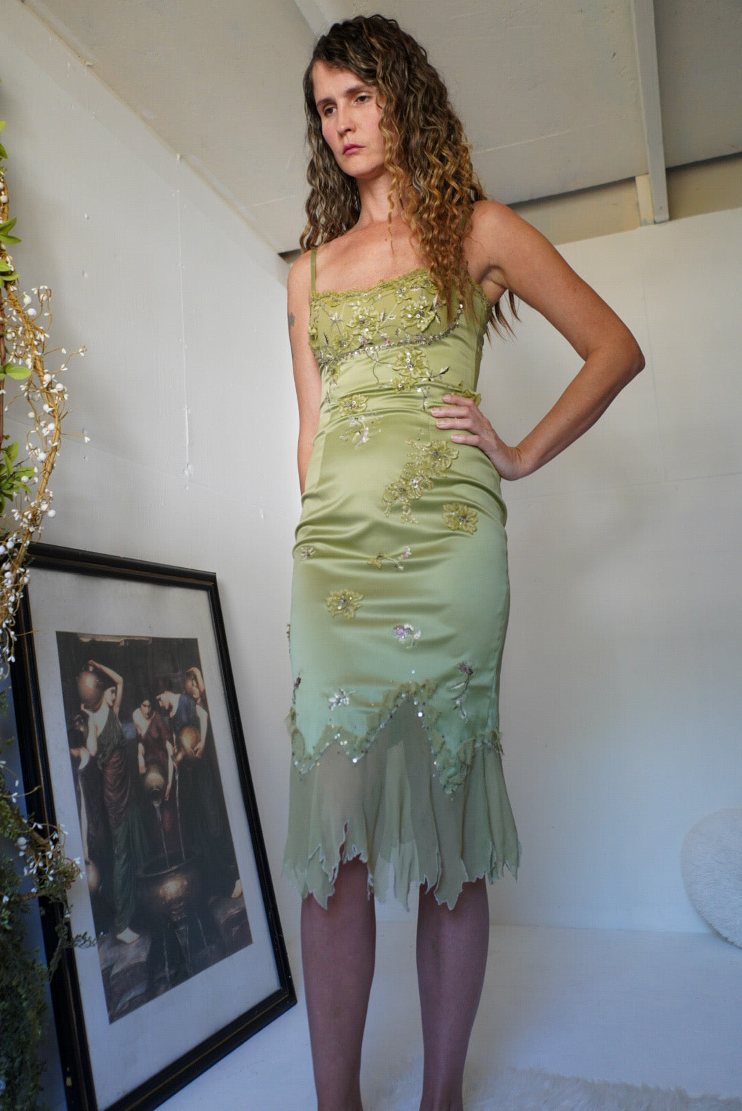 Rare Y2K Sage Green Mandalay Dress