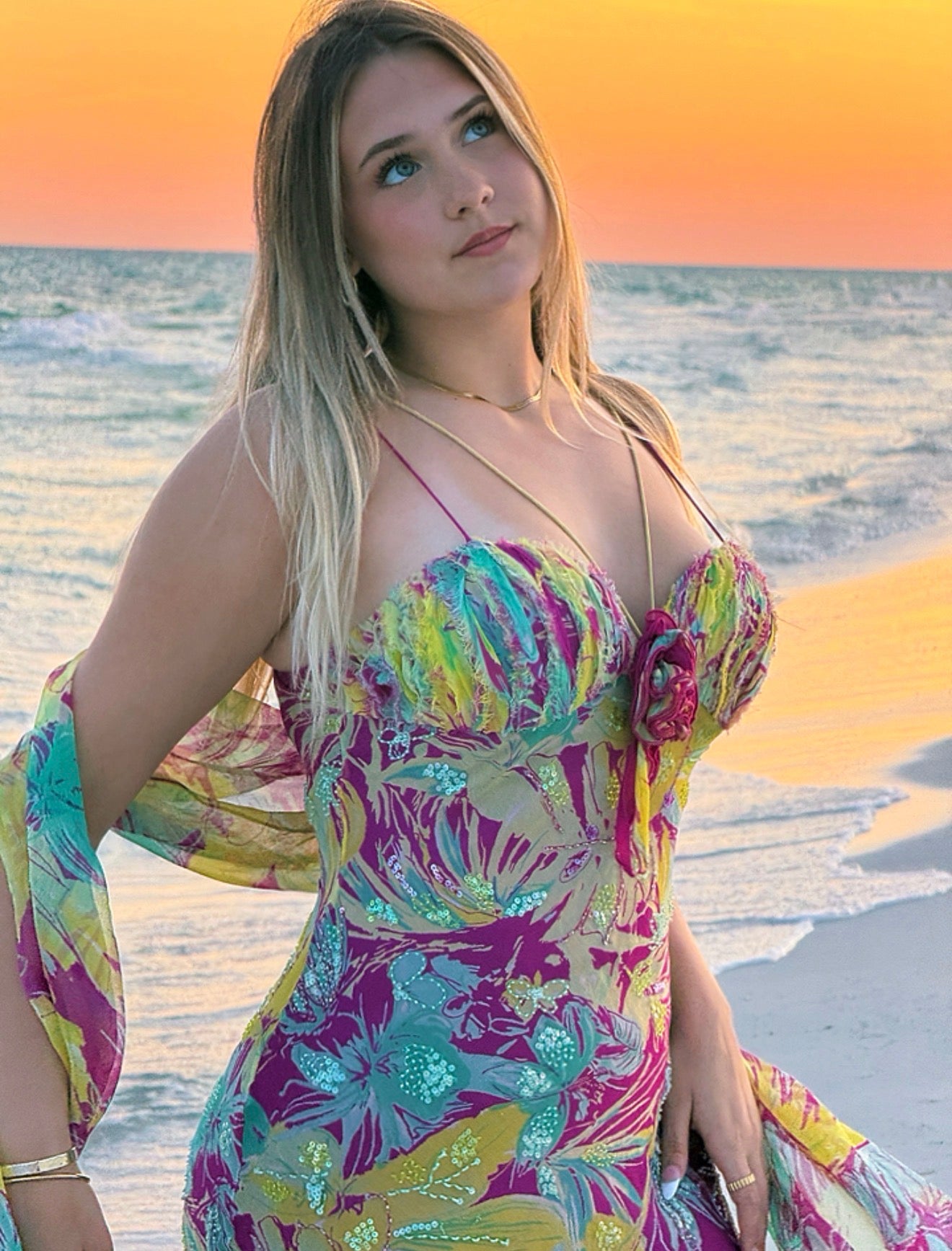 Rare Y2K Tropical Silk Fairy Dress