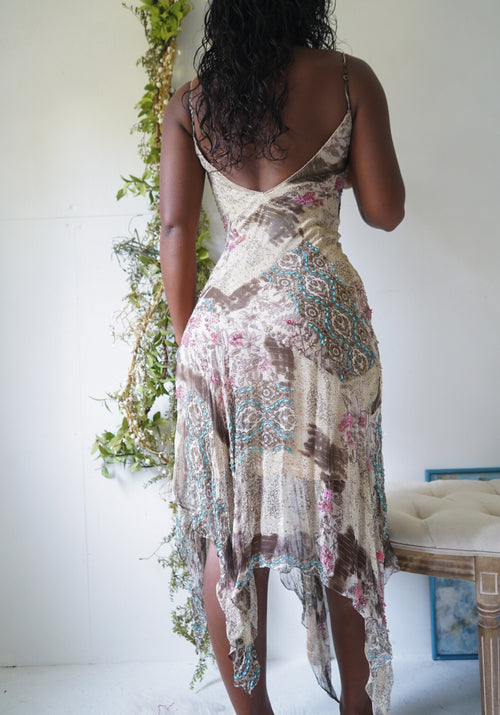 Rare Y2K Silk Sue Wong Boho Fairy Dress