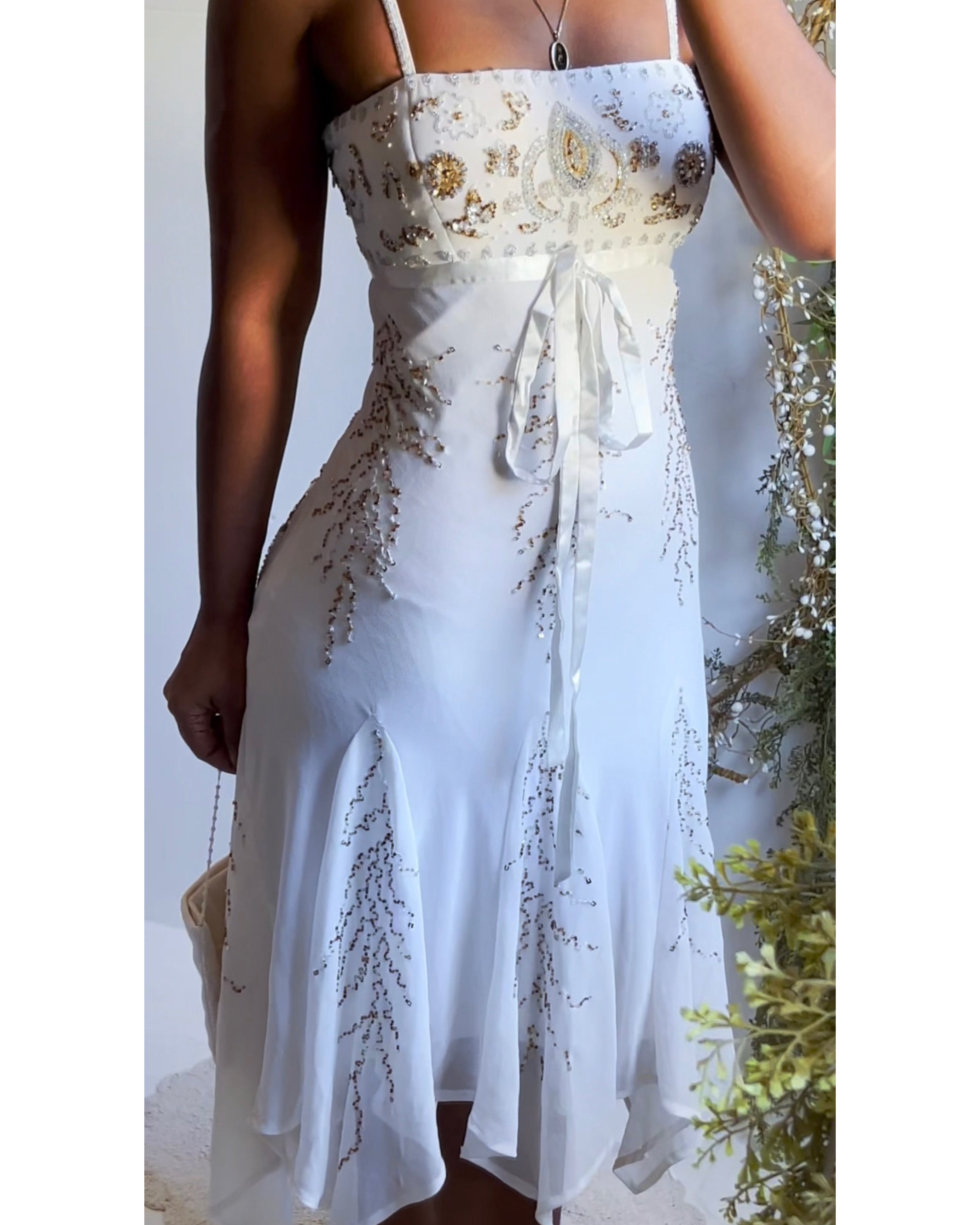 Rare Y2K White Beaded Fairy Dress