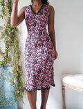 Y2K Pink and Black Floral Staple Slip Dress