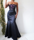 Vintage Y2K Black Strapless Mermaid Hem Gown