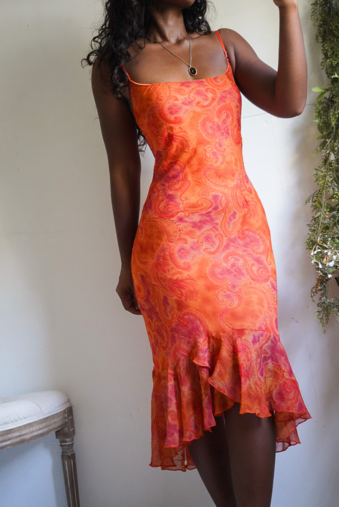 Y2K Sunset Paisley Slip Dress