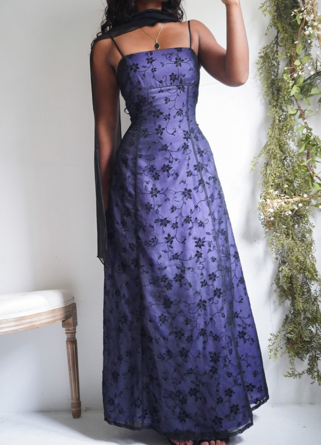 Y2K Violet Blue Layered Gown