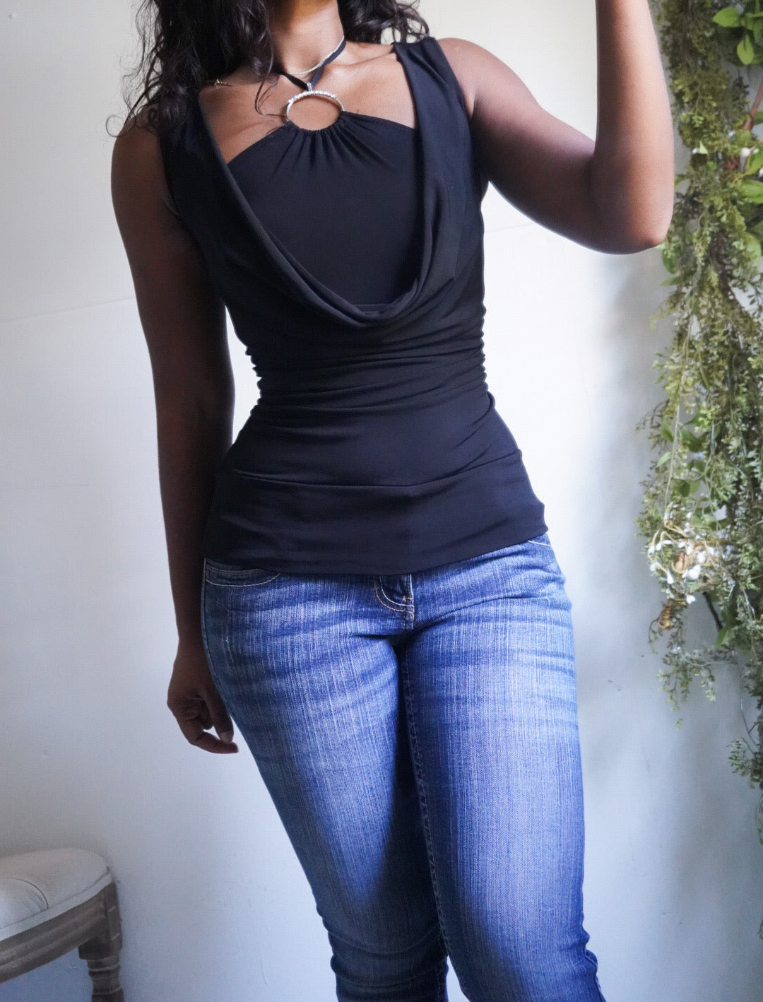 Y2K Layered O Ring Detail Halter Top