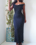 Vintage Y2K Black Fully Beaded Silk Gown
