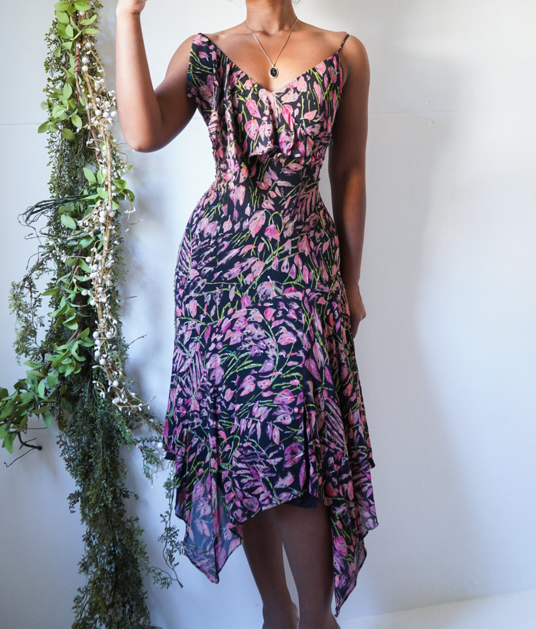 Y2K Romantic Silk Beaded Dress