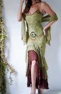 Beaded Silk Forest Fairy Dress with Sash (Pre-Order)