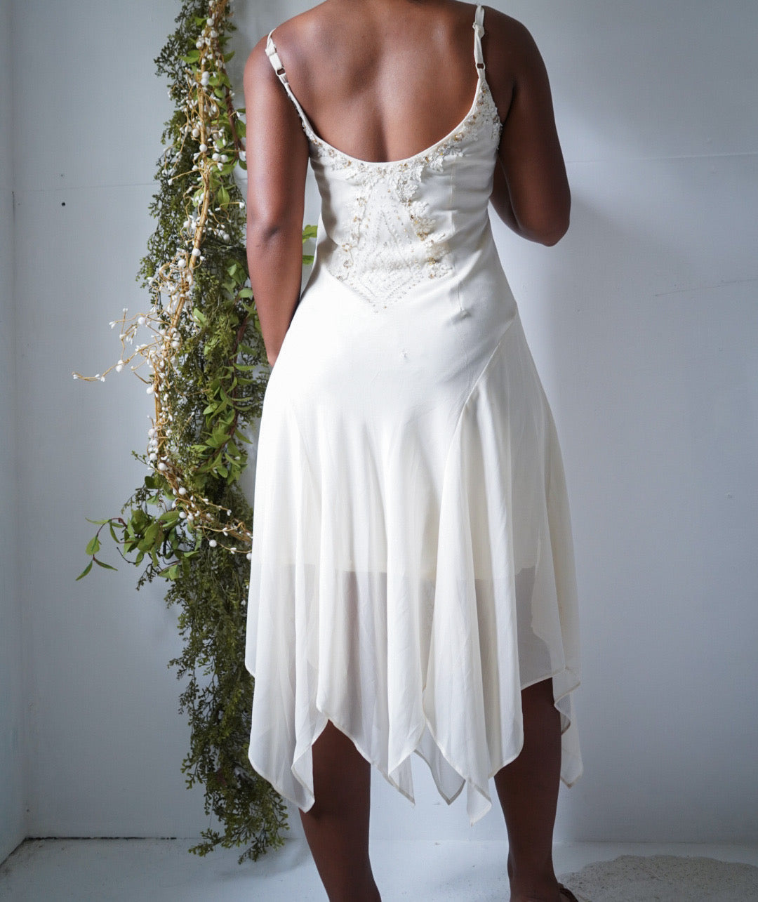 Y2K Cream Beaded Fairy Dress