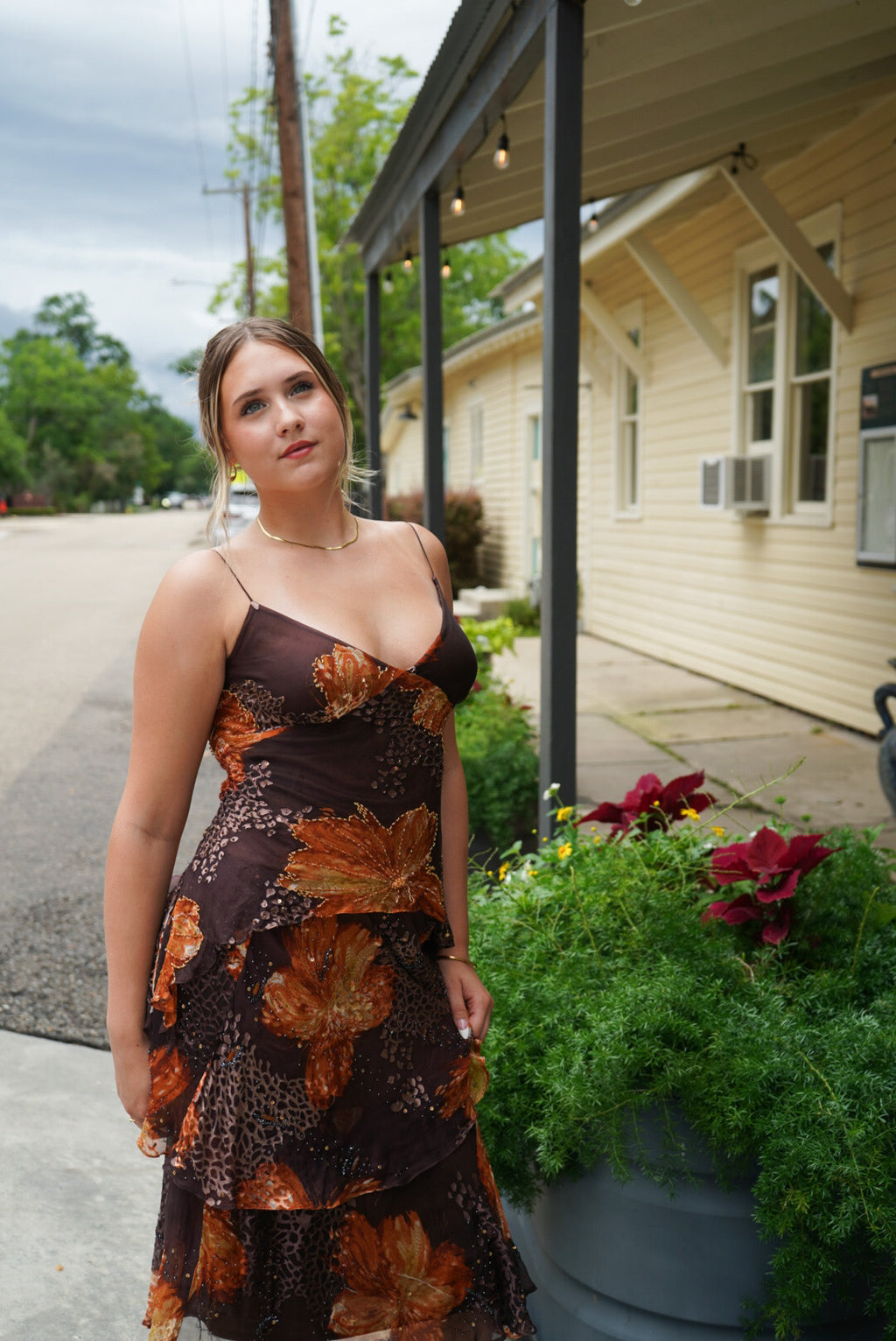 Rare Y2K Brown Burnout Boho Floral 2 Piece Set