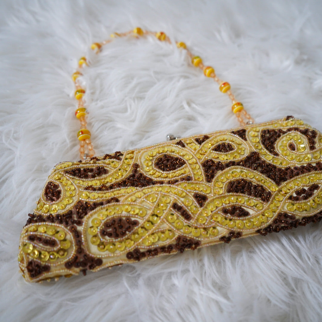 Vintage Gold and Garnet Sequin Beaded Purse
