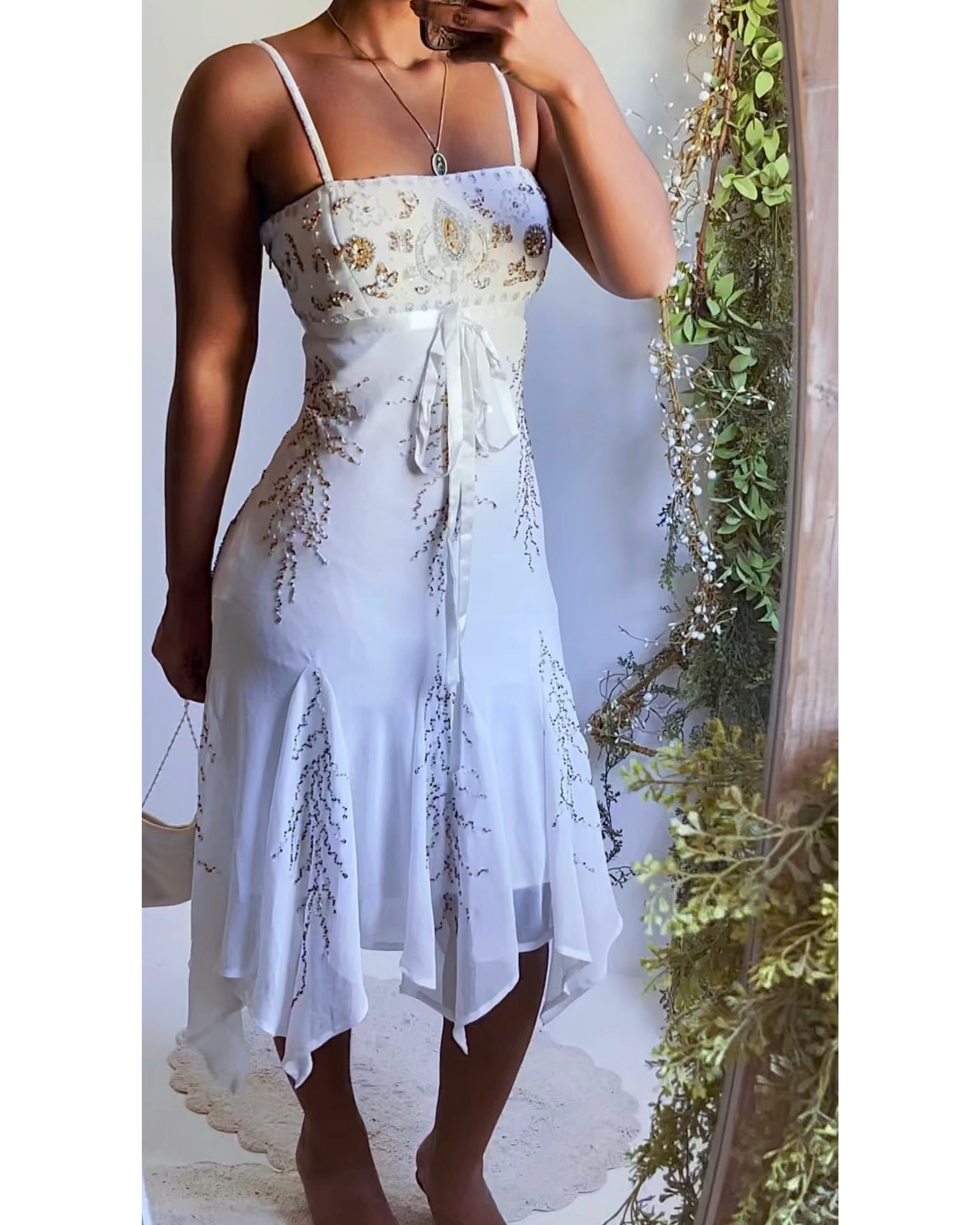 Rare Y2K White Beaded Fairy Dress