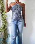 Vintage Sequin Snakeskin Halter Top