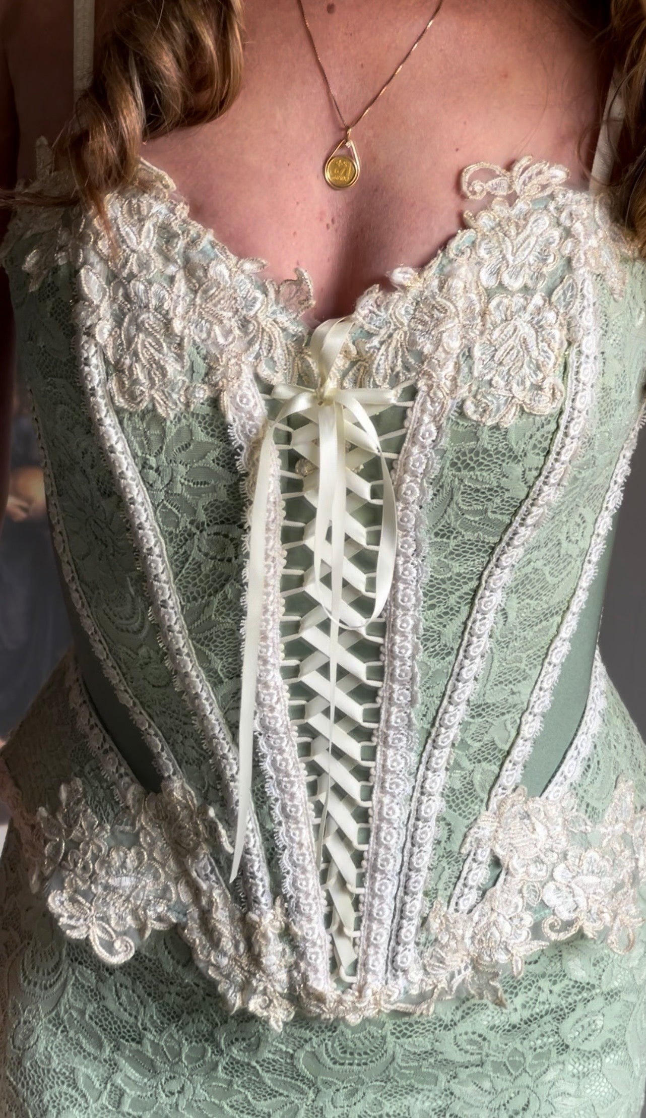 Pale Mint Lace Corset Set (Pre-Order)