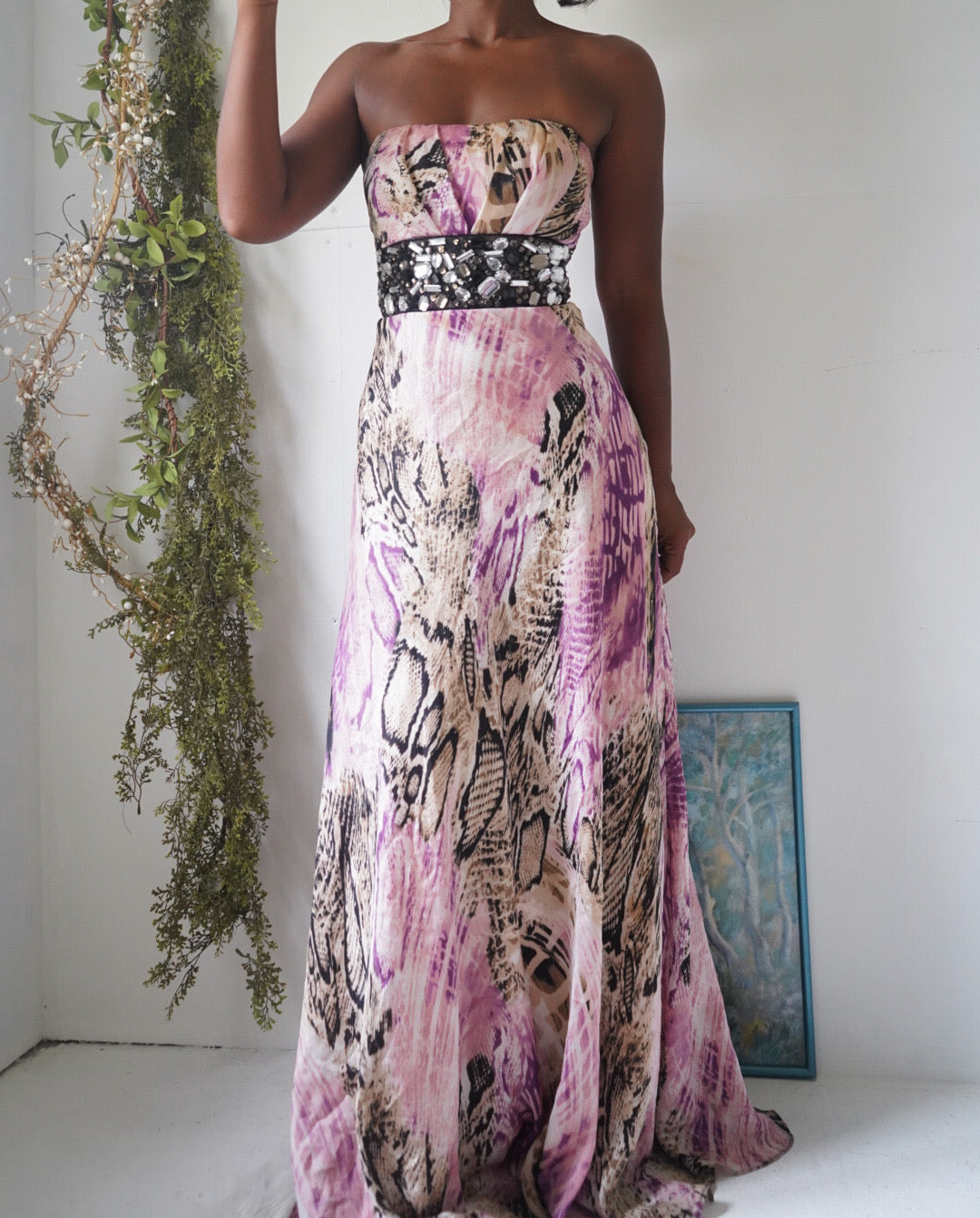 Y2K Snakeskin Strapless Gown