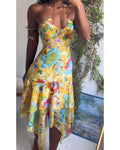 Rare Y2K Bright Floral Halter Fairy Dress