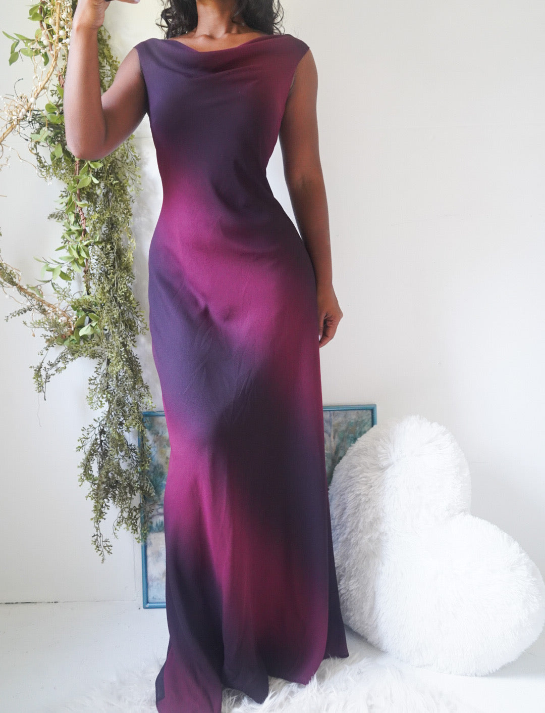 Y2K Purple and Black Gradient Gown