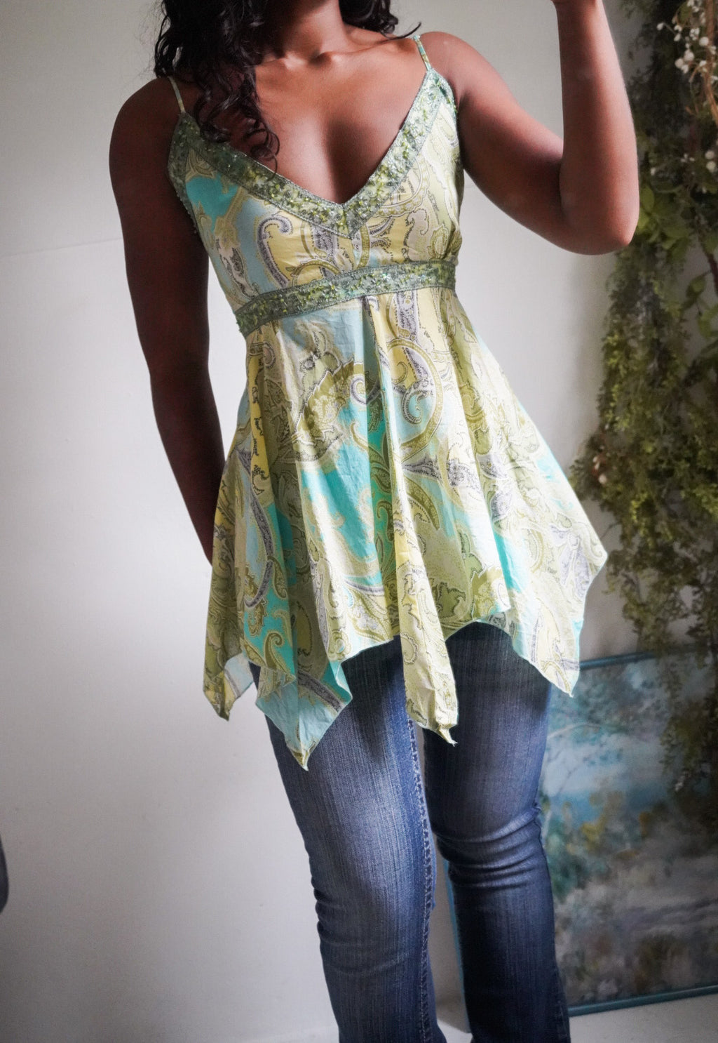 Rare Y2K Paisley Fairy Babydoll Top