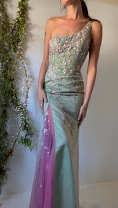 Vintage rare layered gown with beaded detail.