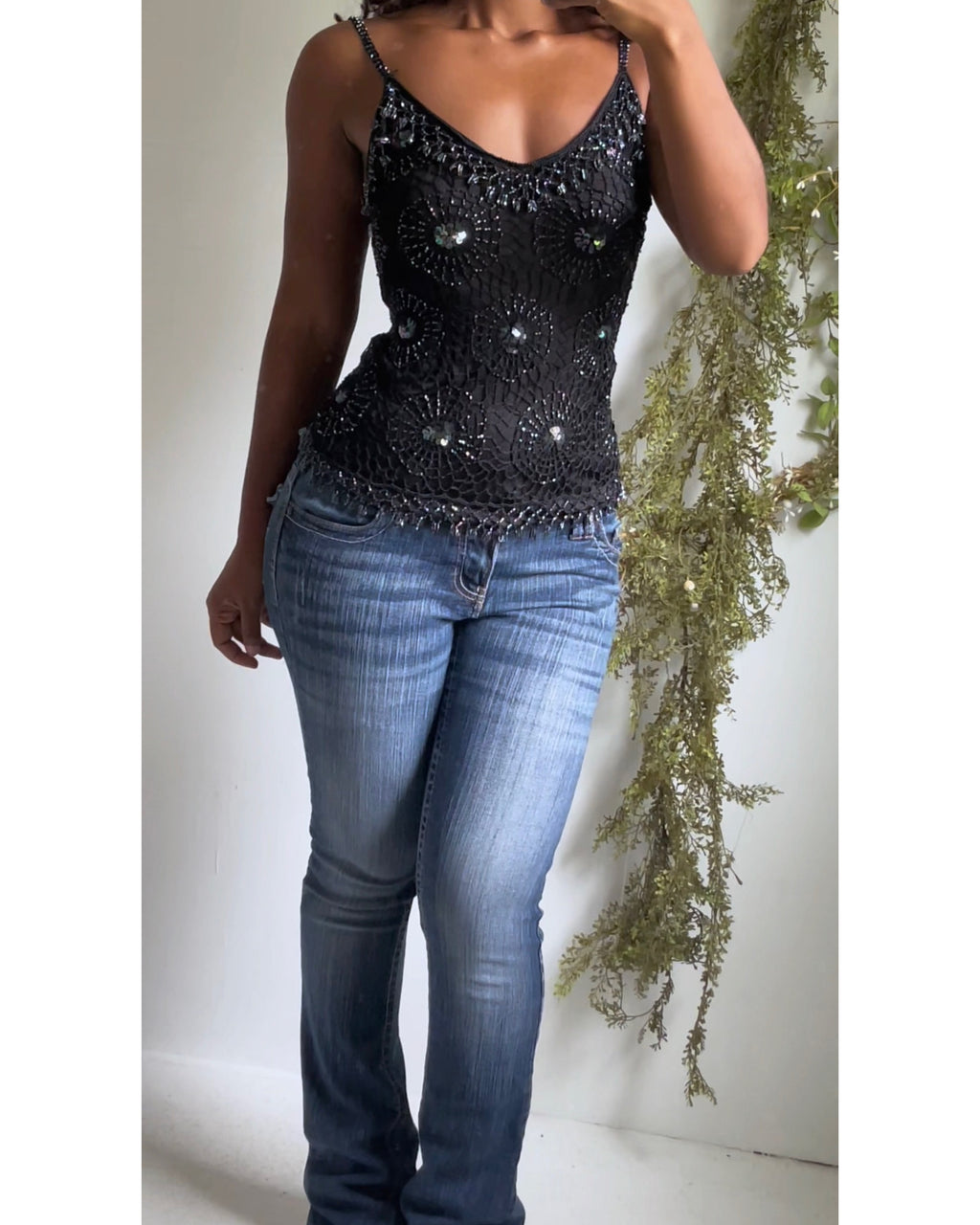 Vintage Y2K Crochet Beaded Cami