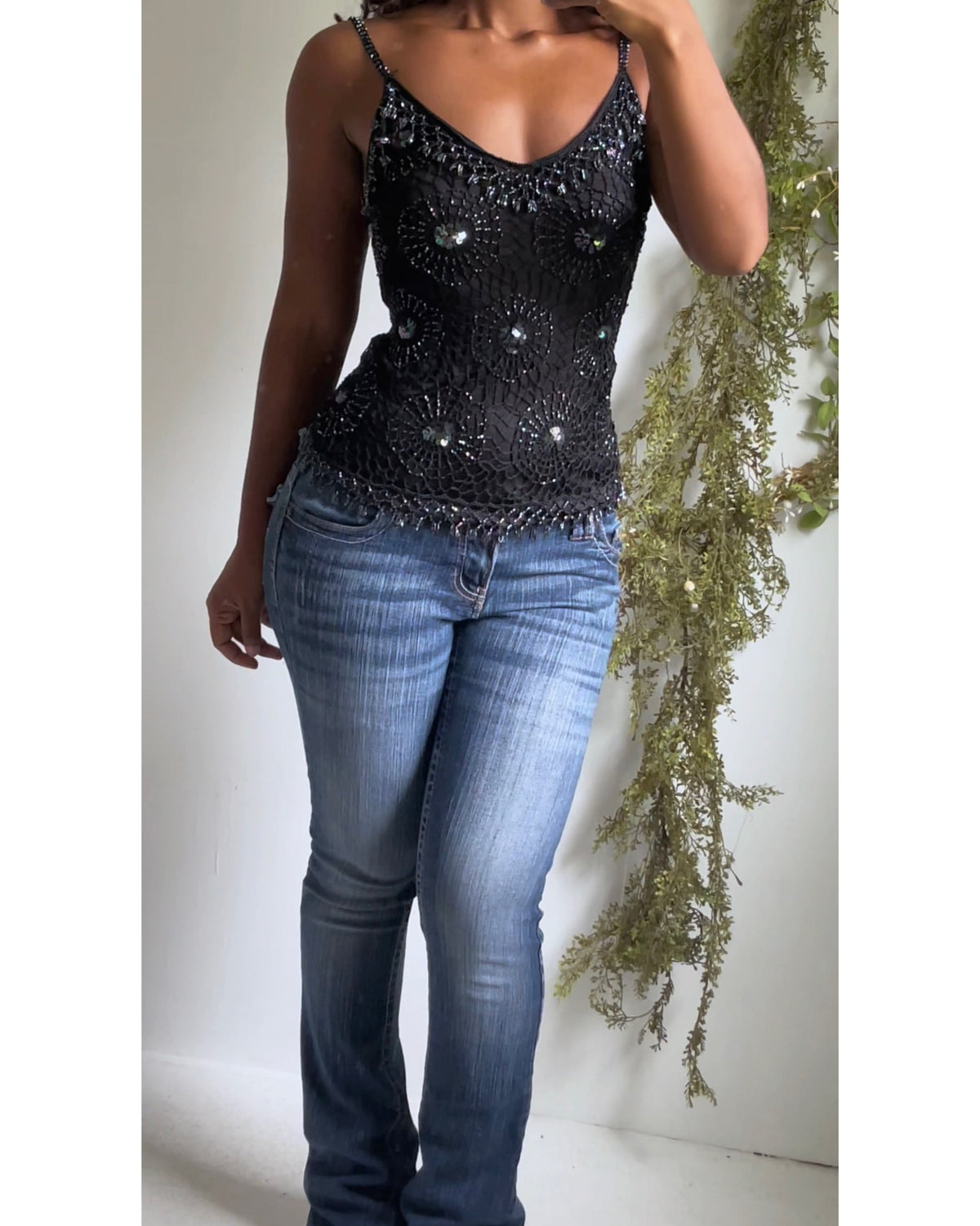 Vintage Y2K Crochet Beaded Cami