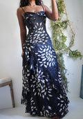 Y2K Monochrome Beaded Silk Burnout Gown