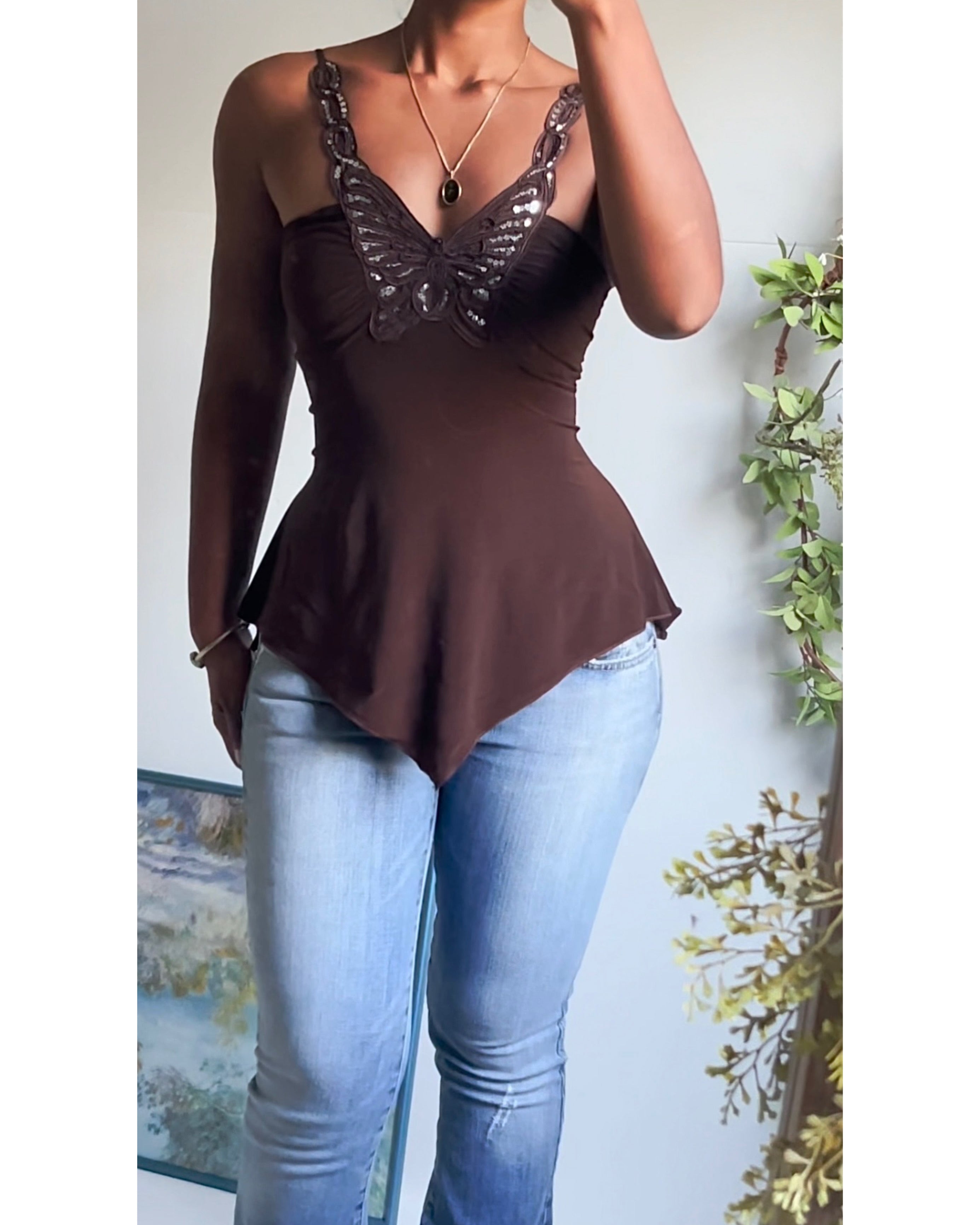 Brown Butterfly Fairy Top