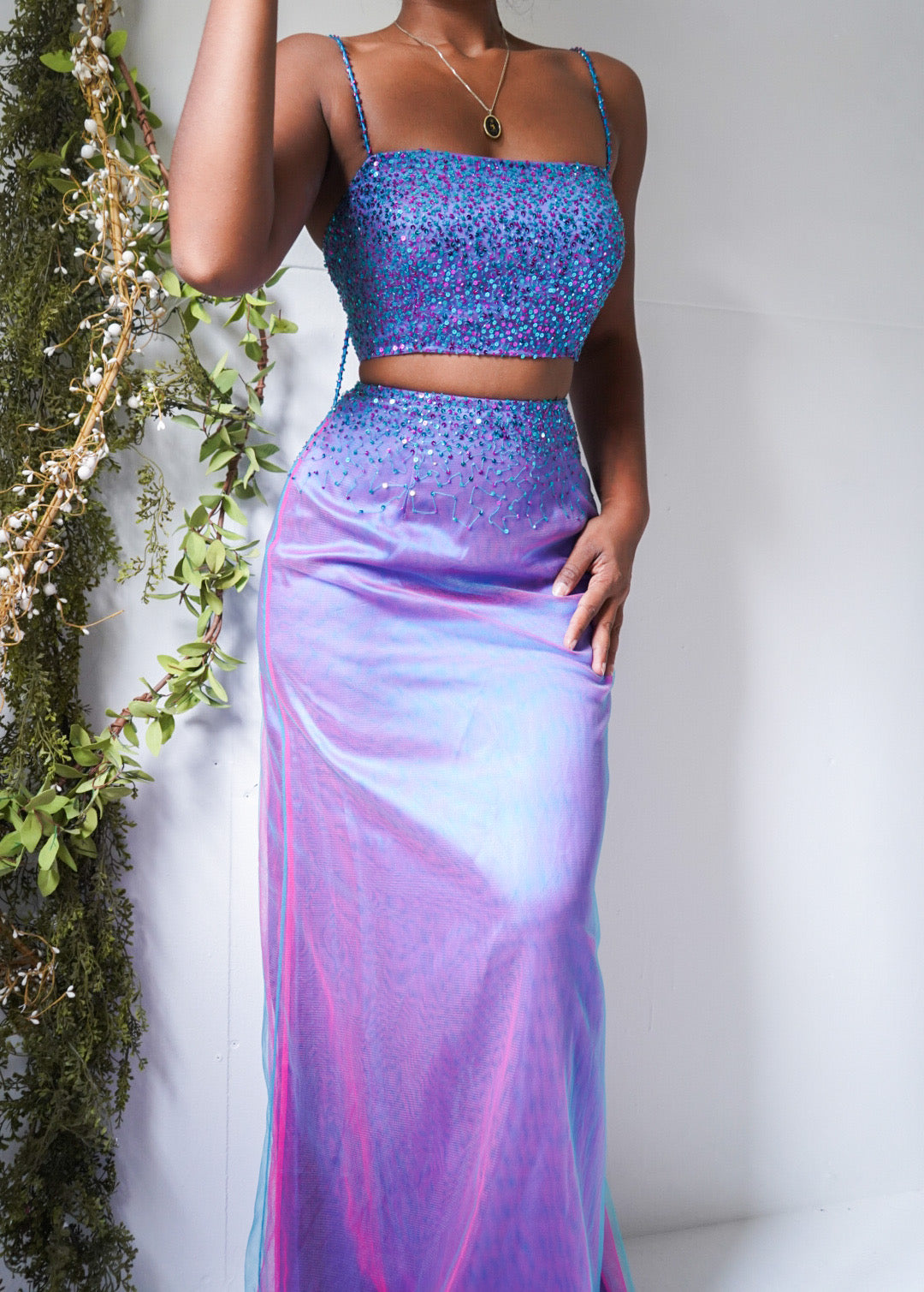Vintage Y2K Purple Layered Iridescent 2 Piece Set