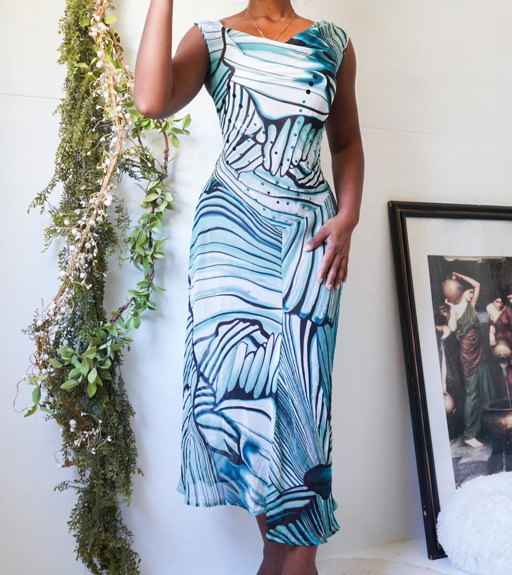 Vintage Butterfly Wing Sequin Slip Dress