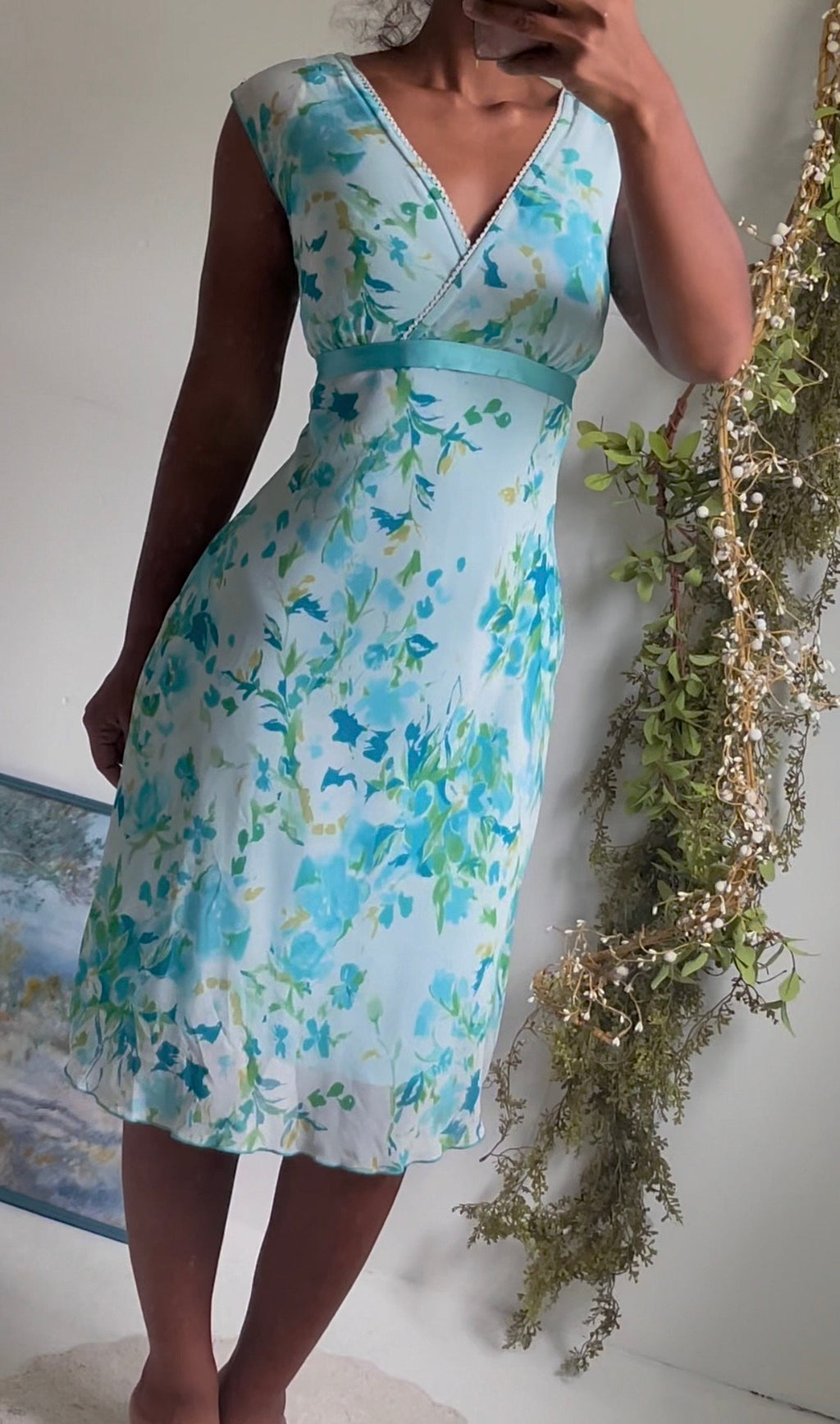 Y2K Summery Blue Floral Dress