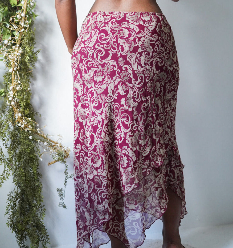 Vintage Y2K Wine and Tan Paisley Skirt