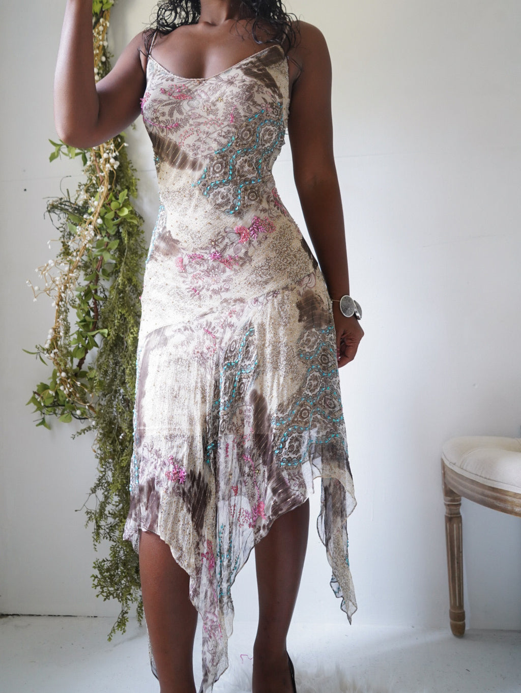 Rare Y2K Silk Sue Wong Boho Fairy Dress