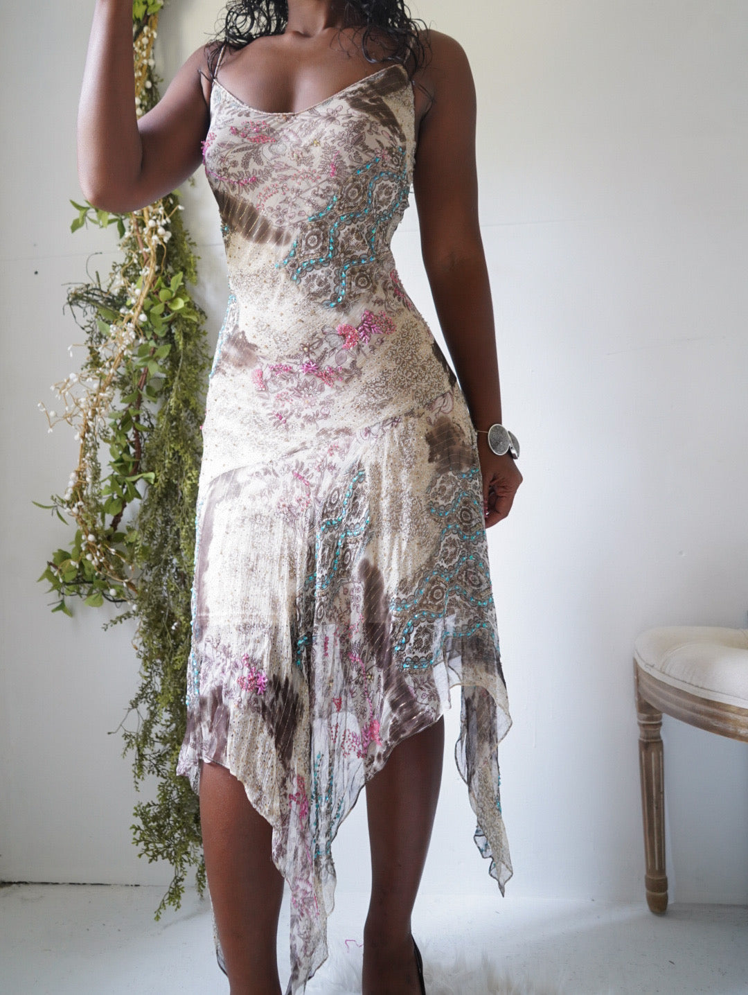 Rare Y2K Silk Sue Wong Boho Fairy Dress