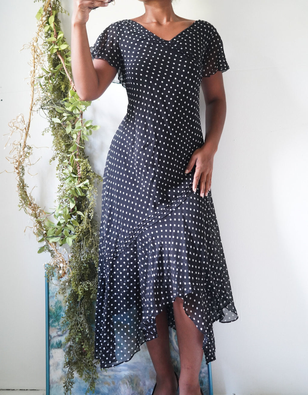 Y2K Monochrome Polka Dot Fairy Hem Dress