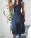 Y2K Silk Chiffon Black Cocktail Dress