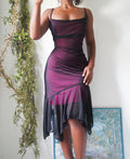 Y2K Pink and Black Layered Midi Dress