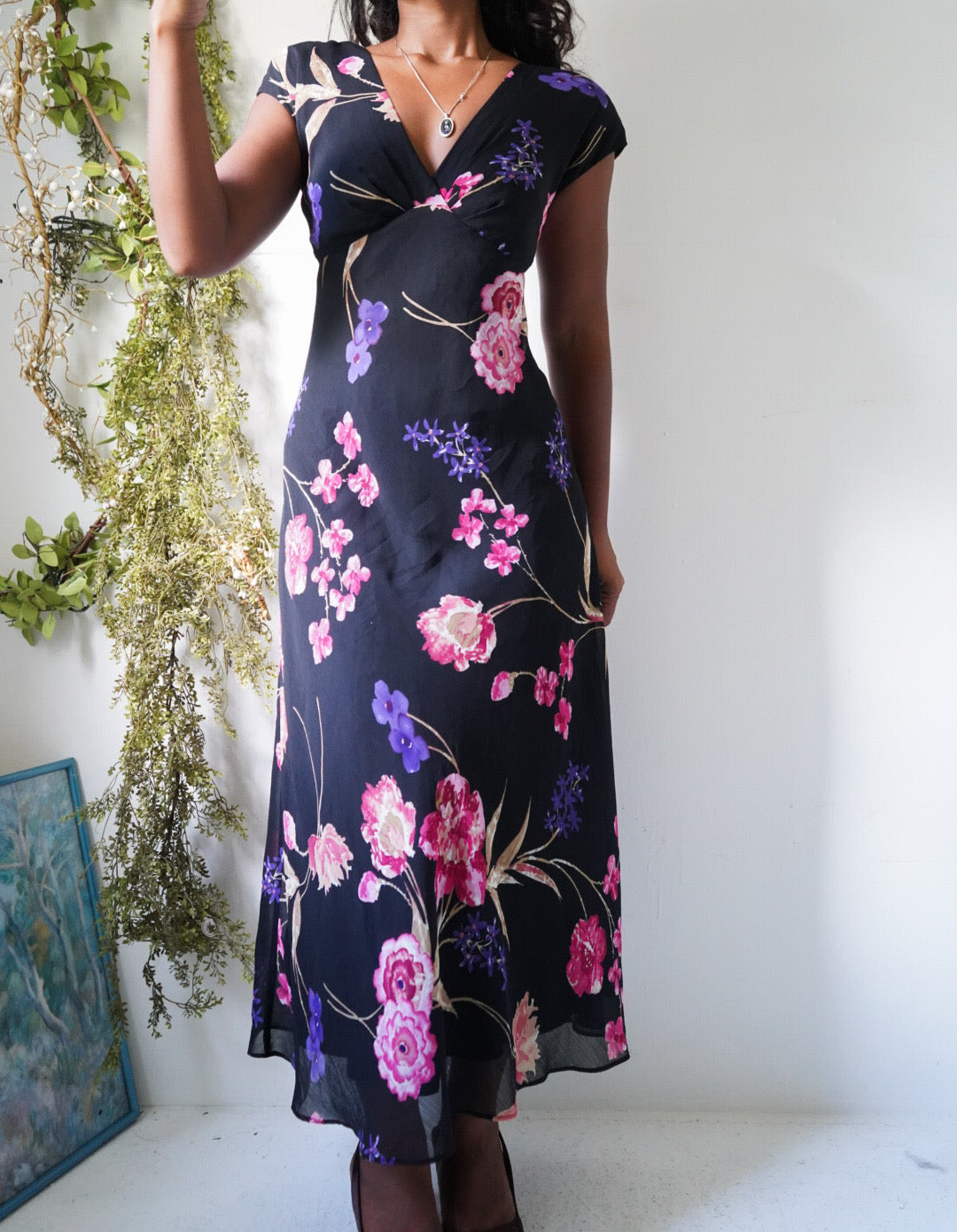 Y2K Chaps Ralph Lauren Floral Midi Dress