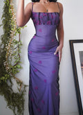 Layered Purple Milkmaid Bust Shimmer Gown
