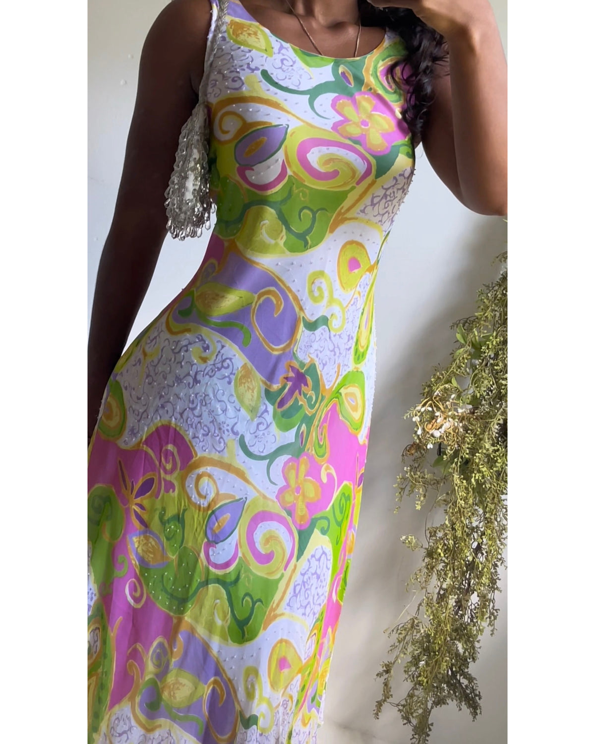 Y2K Beaded Colorful Silk Dress