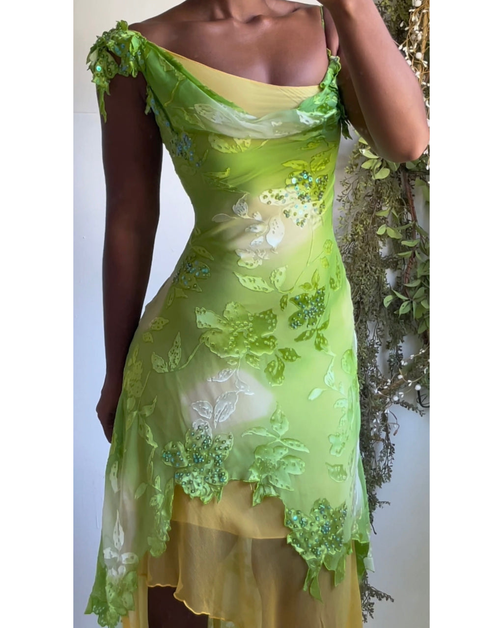 Rare Y2K Devore Silk Forest Fairy Dress