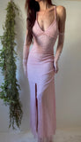 Vintage 90's pink beaded gown.